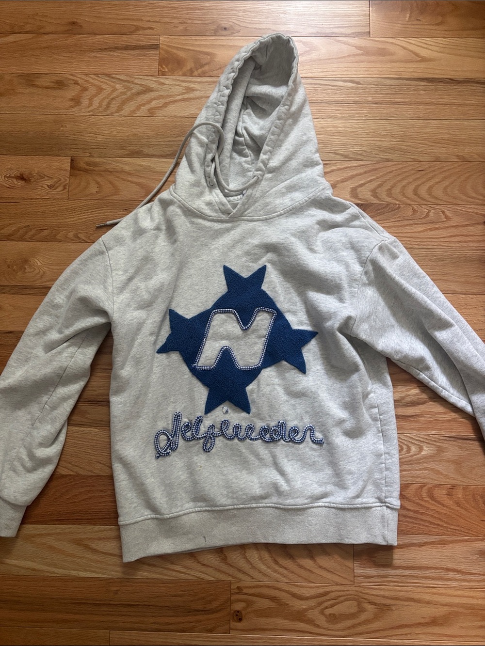 Aelfric Eden Light Gray Hoodie with Navy Blue Star Emblem